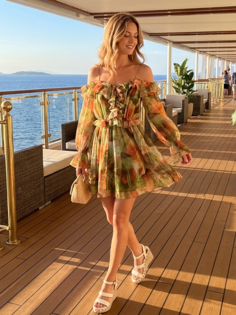 [NWT] Zara Ruffles Printed Tulle Dress